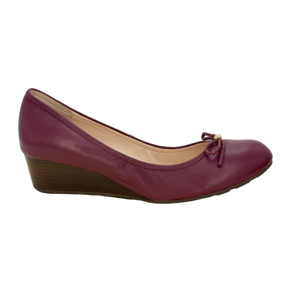 Cole Haan Zinfandel Leather Tali Grand Lace Wedges Bow Quilted Insole Sz 9.5 NEW